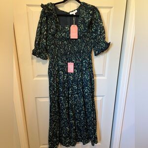 Ivy City Co Green Floral Midi Dress